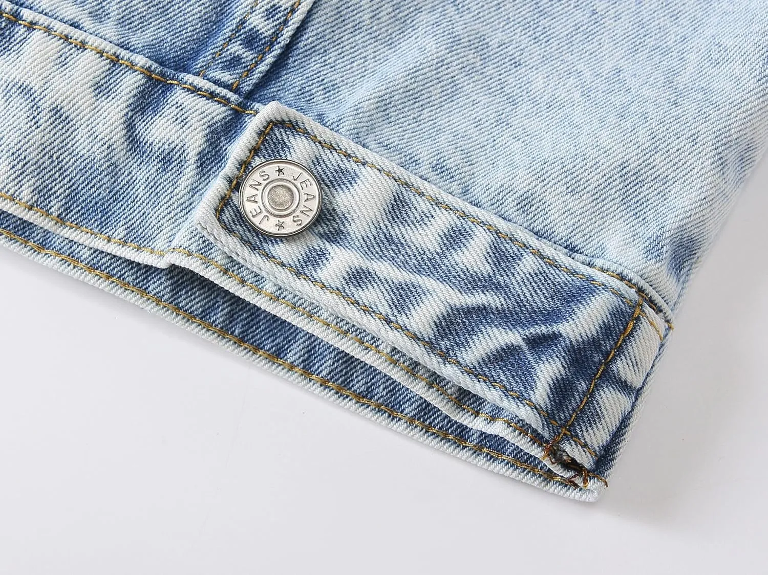 Kedera Womens Cropped Denim Jackets Distressed Ripped 3/4 Sleeve Jean Jacket Coats