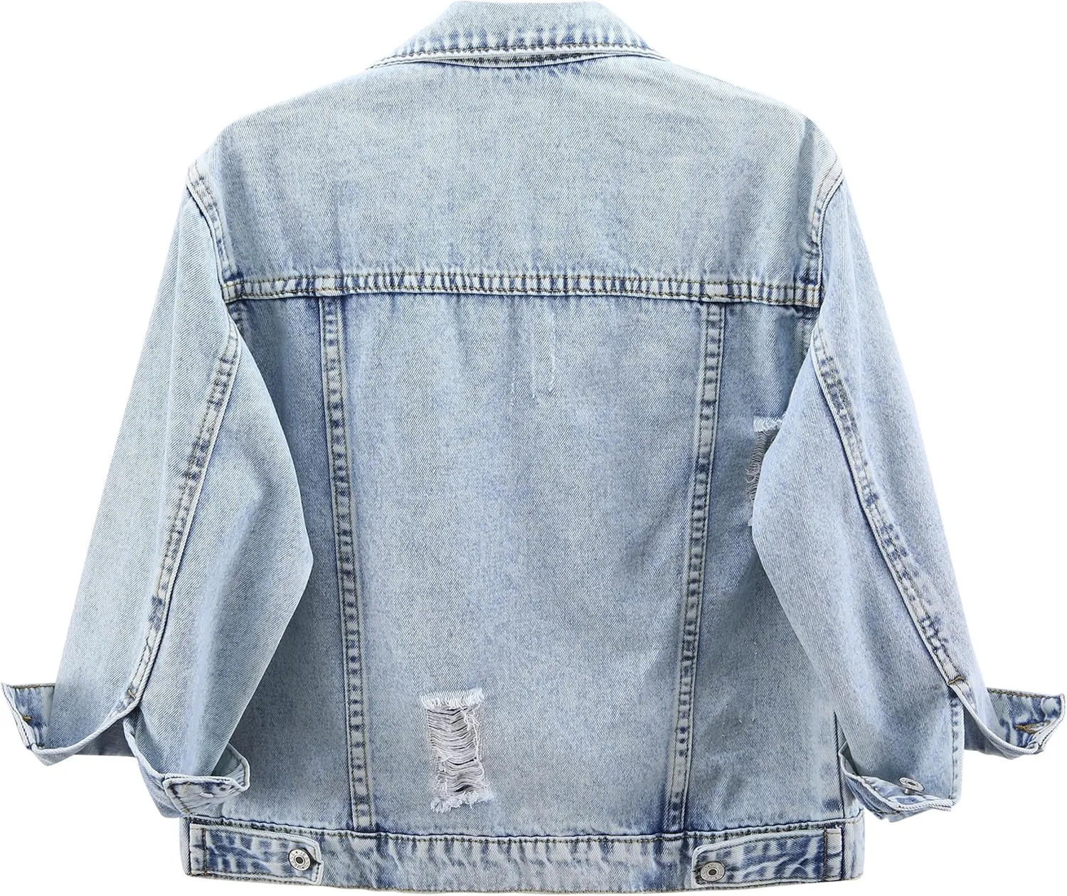 Kedera Womens Cropped Denim Jackets Distressed Ripped 3/4 Sleeve Jean Jacket Coats