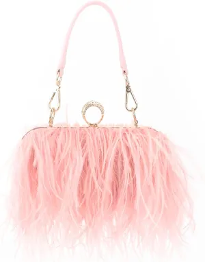 KUANG! Real Natural Ostrich Feather Clutch Evening Bag Fashion Handbag Purse for Banquet Party