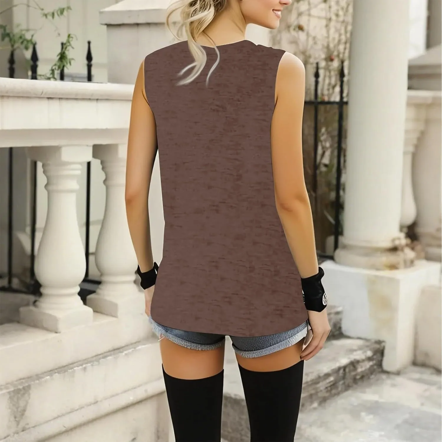 KUIOLYPOER Tank Tops for Women Spring Summer V Neck Sleeveless T Shirts Camisole Tops for Women Trendy Outfits Tee