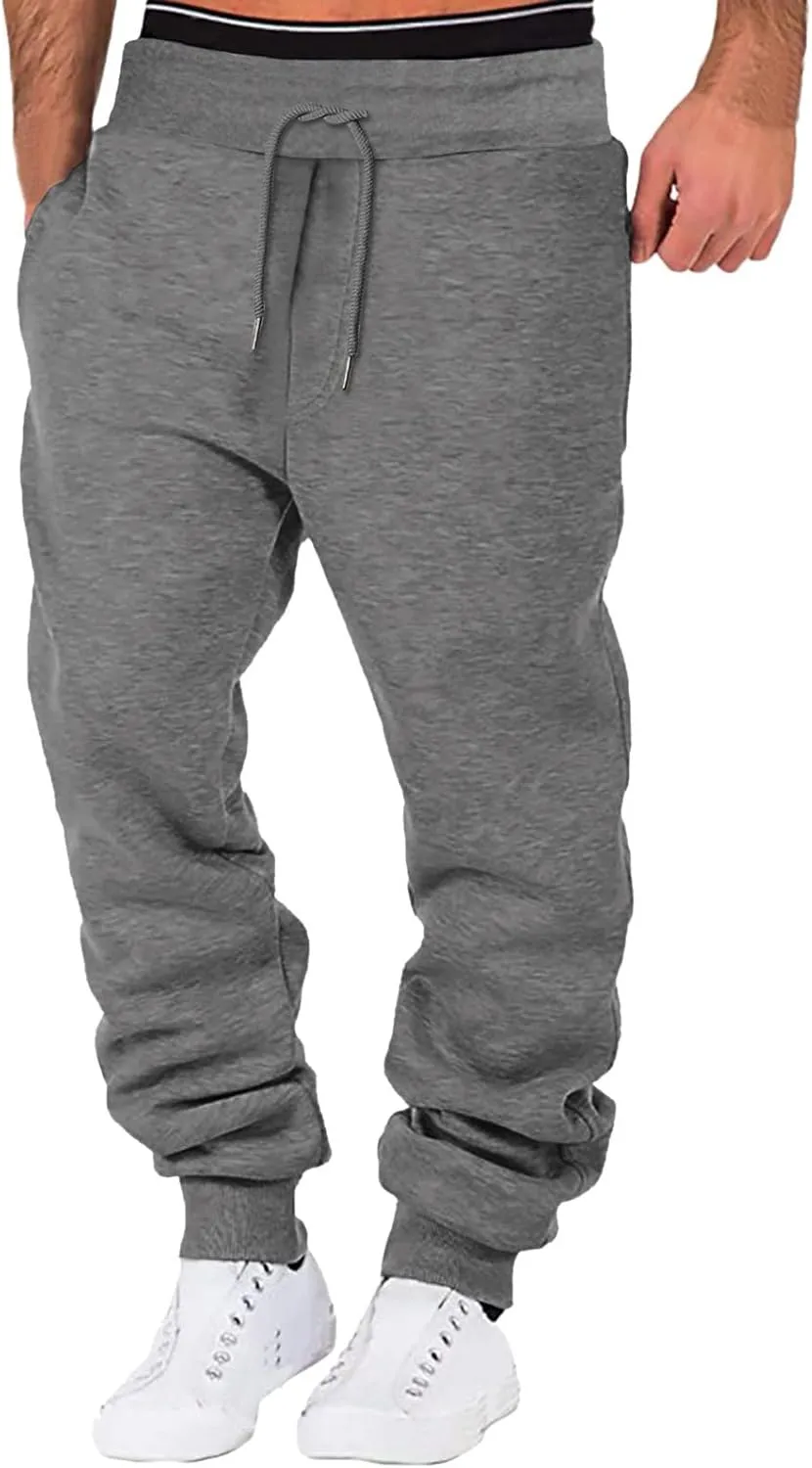 LCMTWX Black Cargo Pants Men Elastic Drawstring Cotton Pants Waist Waist Mid Casual Solid Men's Casual Black Sweatpants Men