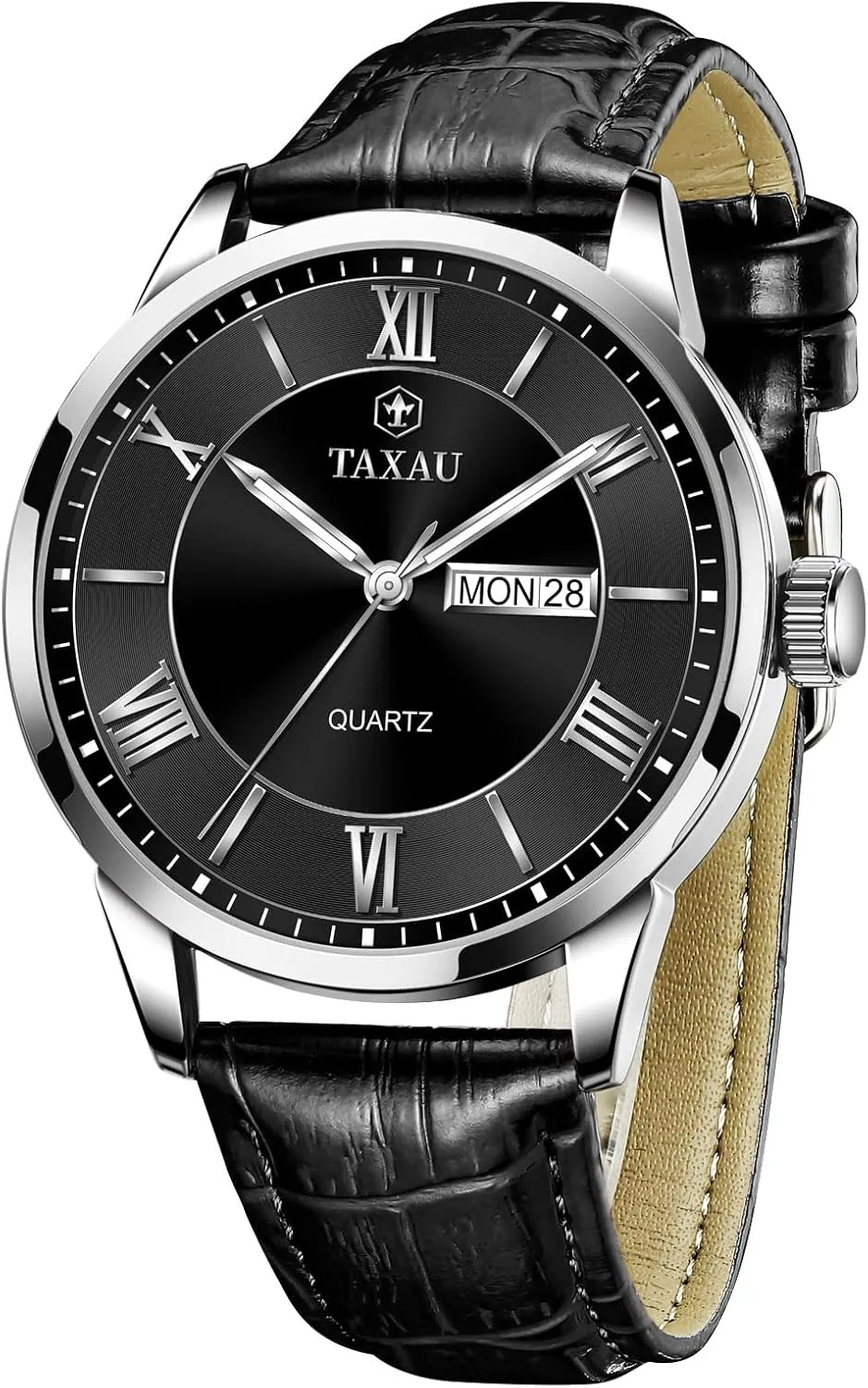 Leather Watches for Men Casual Men's Waterproof Watch Luxury Dress Men Watch Classic Stainless Steel Analog Quartz Mens Wrist Watches with Date Luminous Large Face