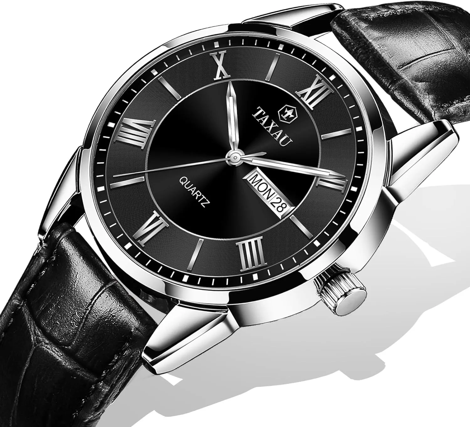 Leather Watches for Men Casual Men's Waterproof Watch Luxury Dress Men Watch Classic Stainless Steel Analog Quartz Mens Wrist Watches with Date Luminous Large Face