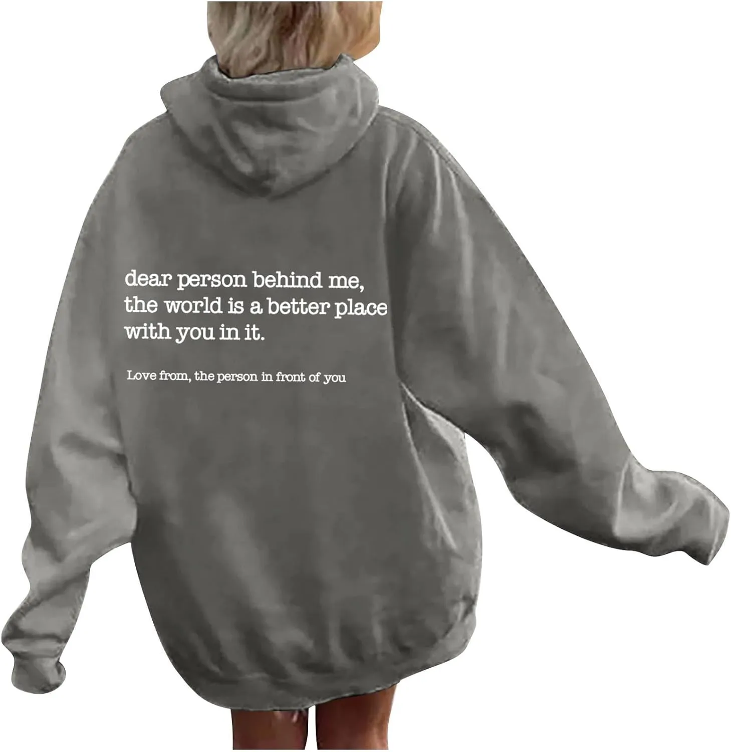 Letter Printed Hoodies for Women 2024 Long Sleeve Trendy Loose Sweatshirt Drawstring Thermal Oversized Pullover Top