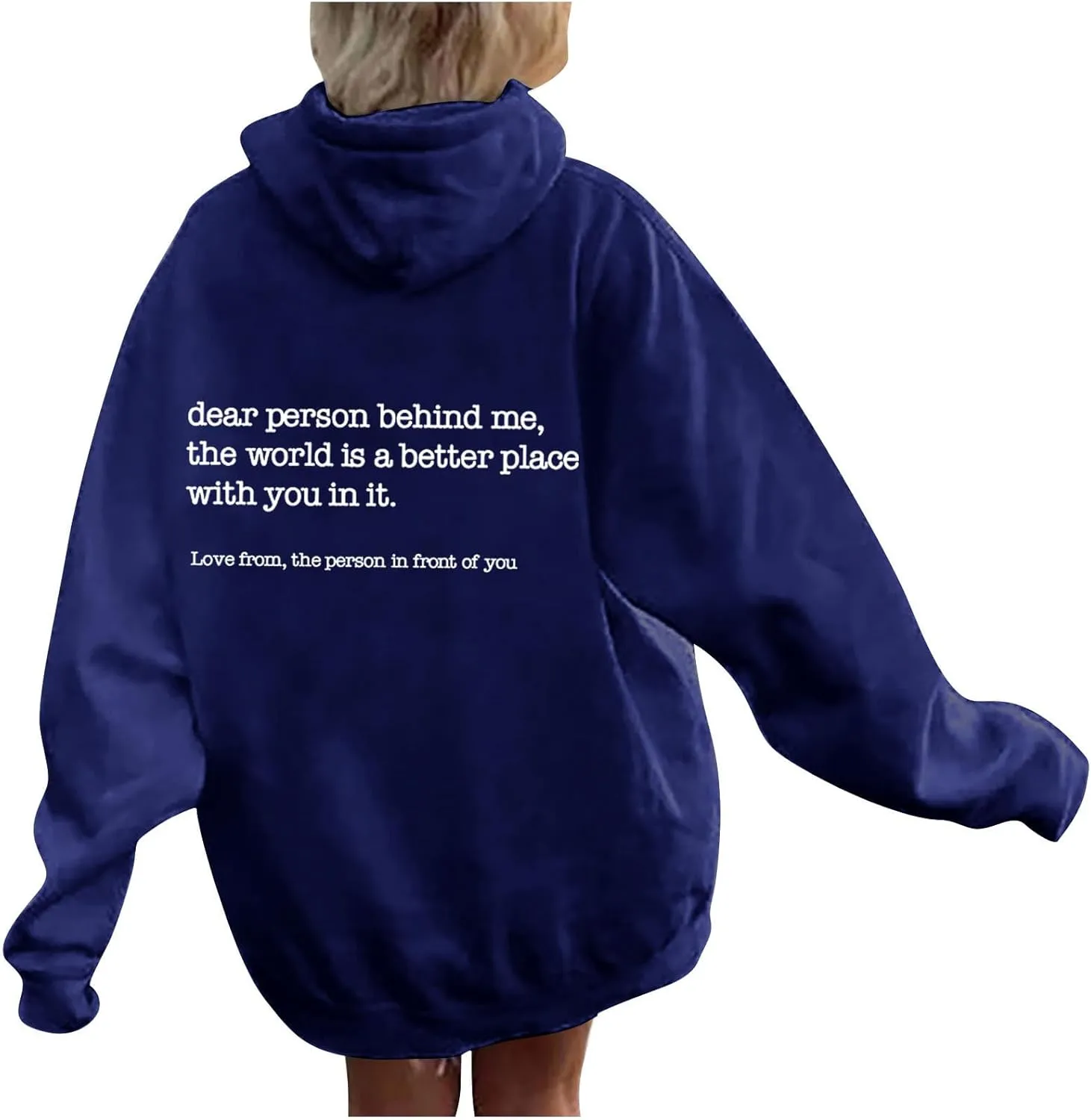 Letter Printed Hoodies for Women 2024 Long Sleeve Trendy Loose Sweatshirt Drawstring Thermal Oversized Pullover Top