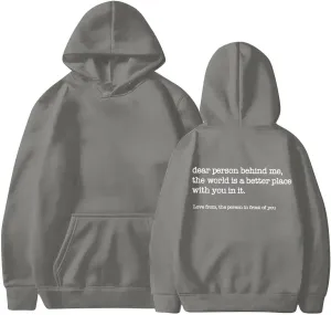 Letter Printed Hoodies for Women 2024 Long Sleeve Trendy Loose Sweatshirt Drawstring Thermal Oversized Pullover Top