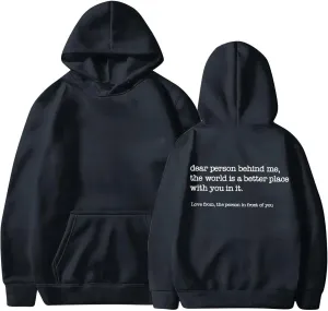 Letter Printed Hoodies for Women 2024 Long Sleeve Trendy Loose Sweatshirt Drawstring Thermal Oversized Pullover Top