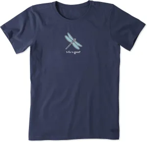 Life is Good Women's Crusher Tee, Short Sleeve Cotton Graphic T-Shirts, Classic Dragonfly