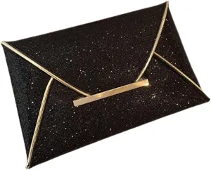 LIFKOME Black Evening Clutch Purse for Women Sleek Envelope Handbag Formal Tote Bag Small Black Handbag for Wedding