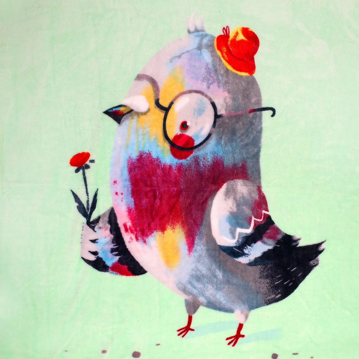 Little Birdy Fashion Tips Green One Ply Blanket