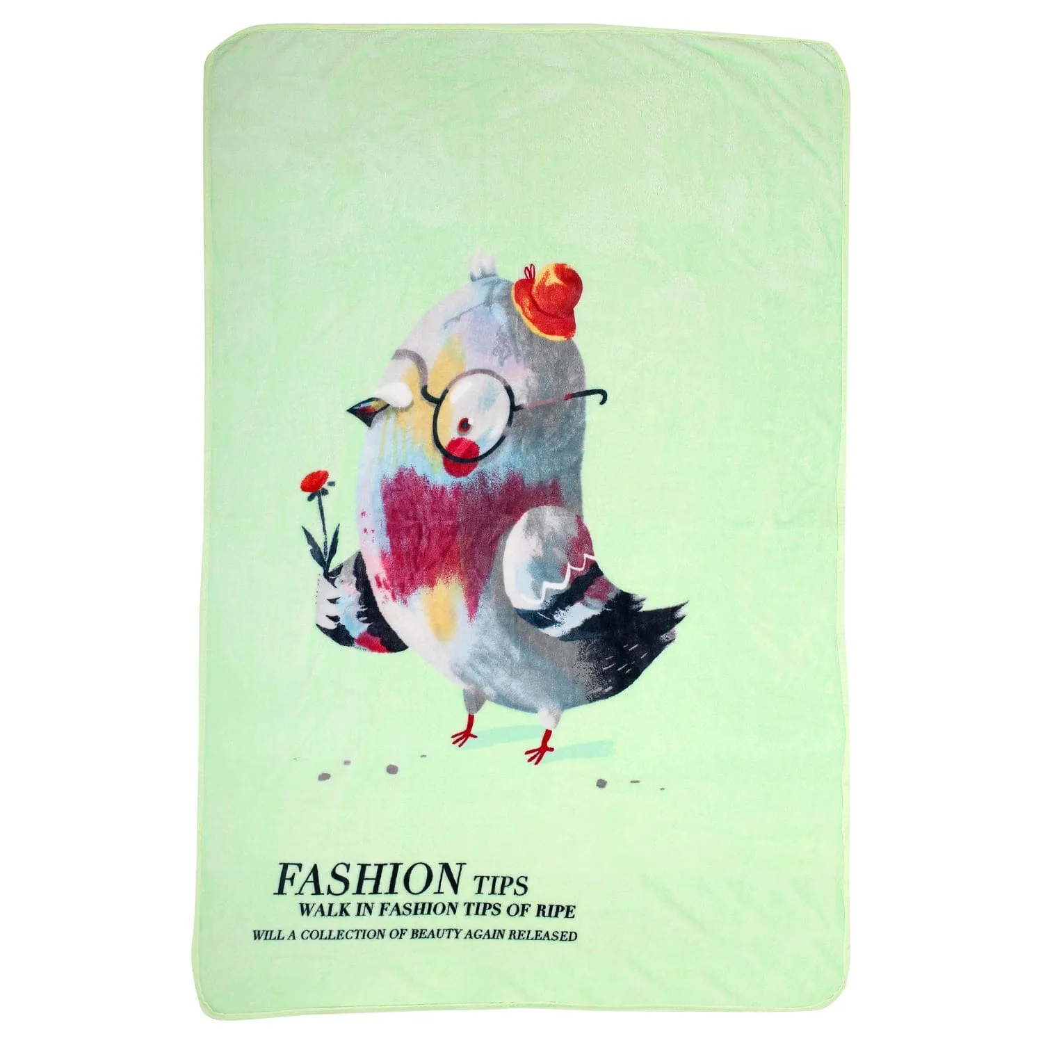 Little Birdy Fashion Tips Green One Ply Blanket