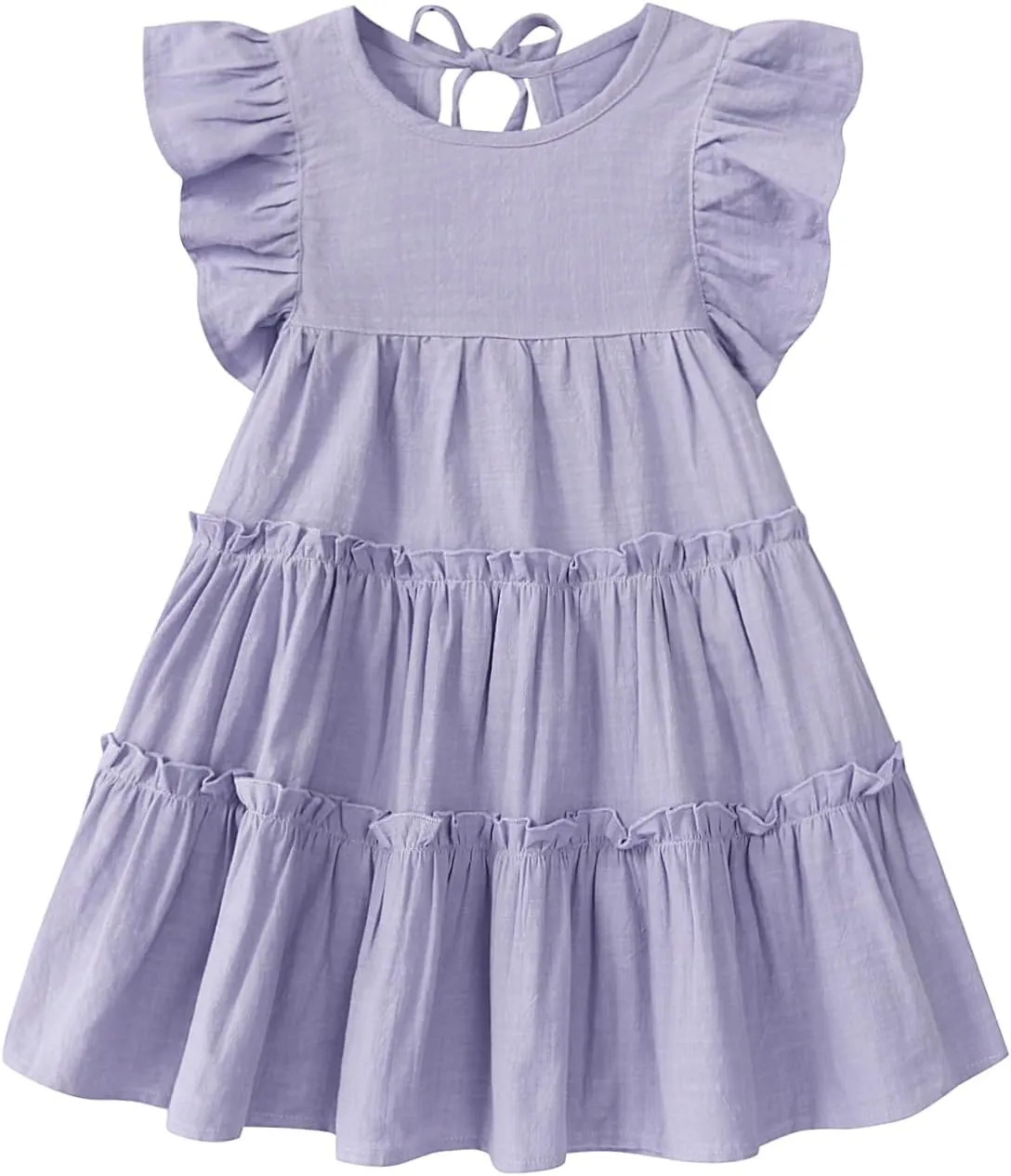 Little Girls Dresses Linen Ruffle Sleeveless Casual Dress Kids Summer Beach Clothes Sundress