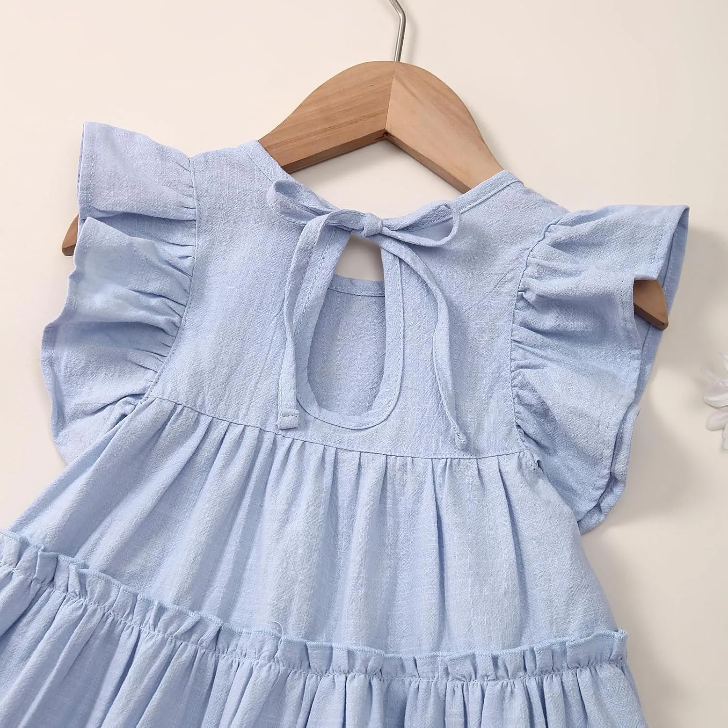 Little Girls Dresses Linen Ruffle Sleeveless Casual Dress Kids Summer Beach Clothes Sundress
