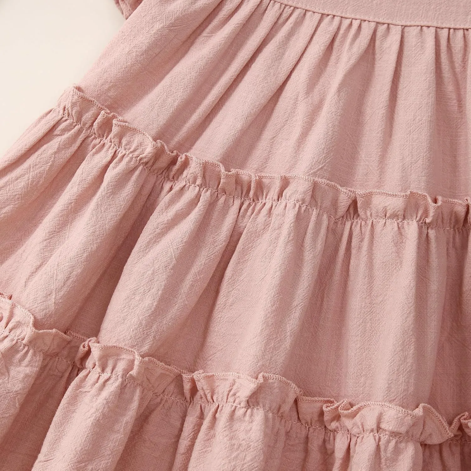 Little Girls Dresses Linen Ruffle Sleeveless Casual Dress Kids Summer Beach Clothes Sundress