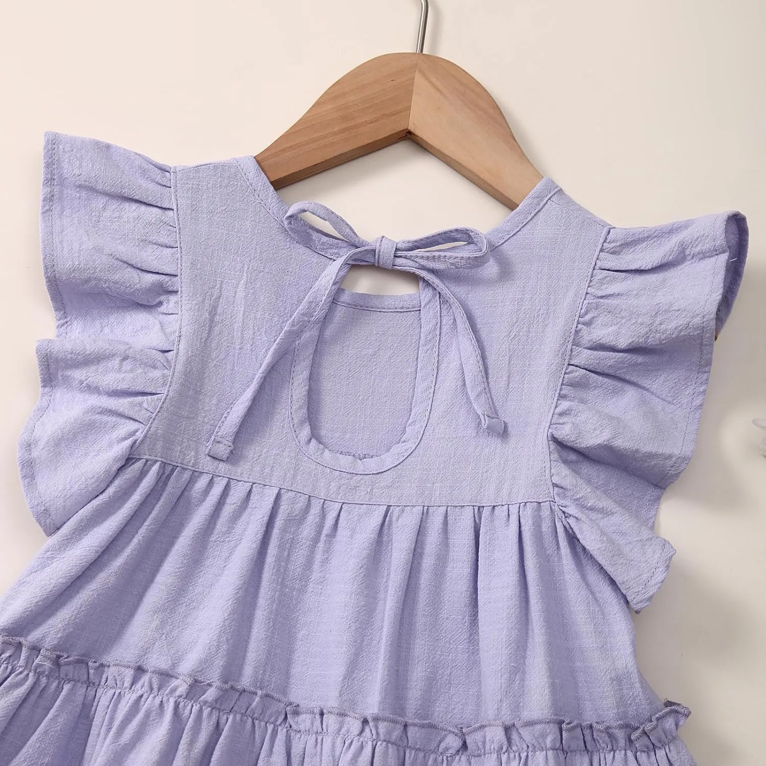 Little Girls Dresses Linen Ruffle Sleeveless Casual Dress Kids Summer Beach Clothes Sundress