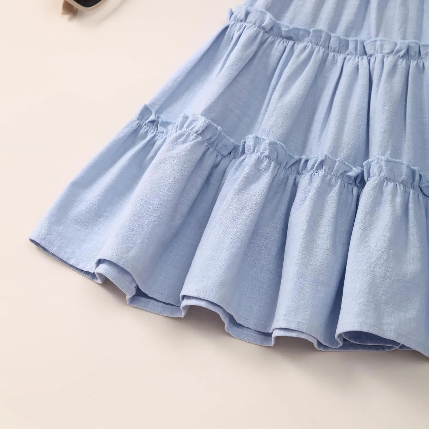 Little Girls Dresses Linen Ruffle Sleeveless Casual Dress Kids Summer Beach Clothes Sundress