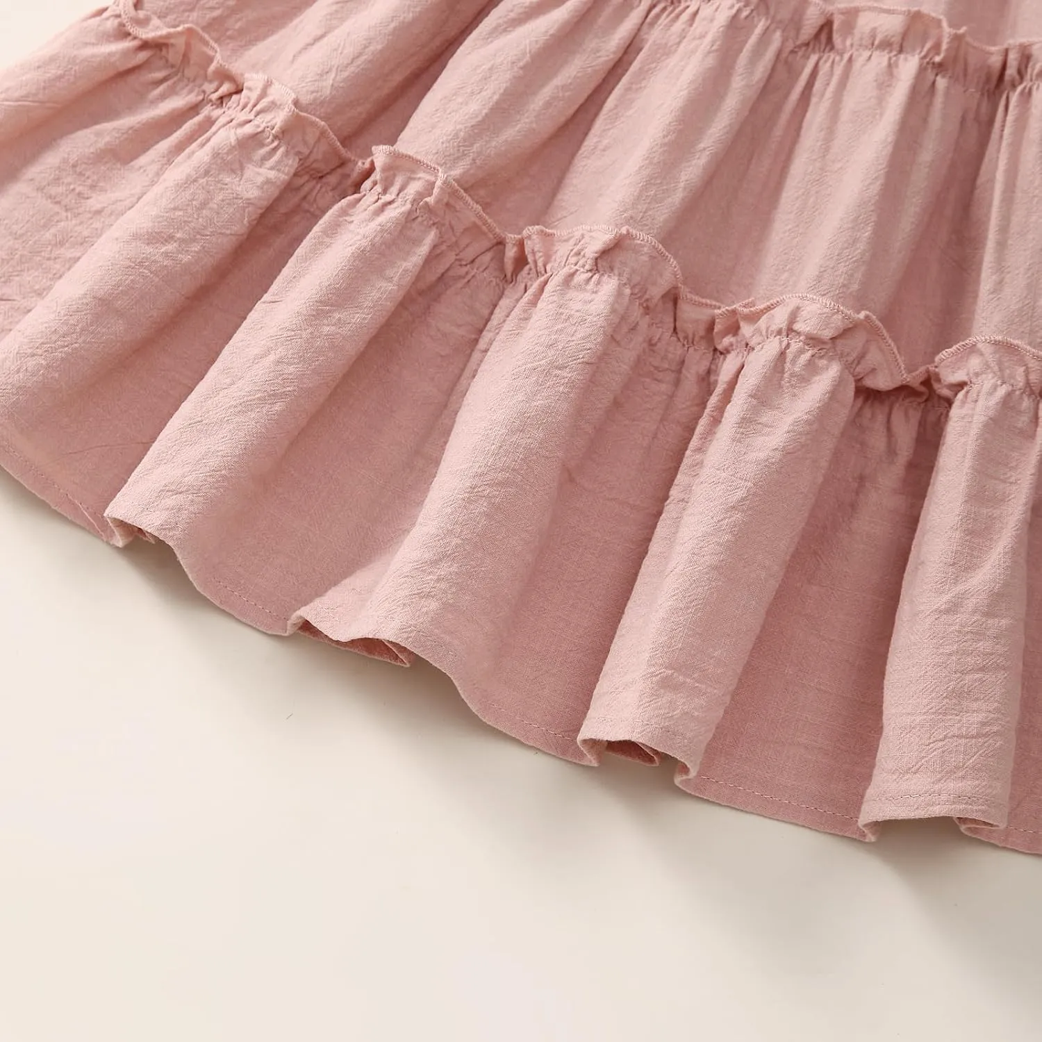 Little Girls Dresses Linen Ruffle Sleeveless Casual Dress Kids Summer Beach Clothes Sundress