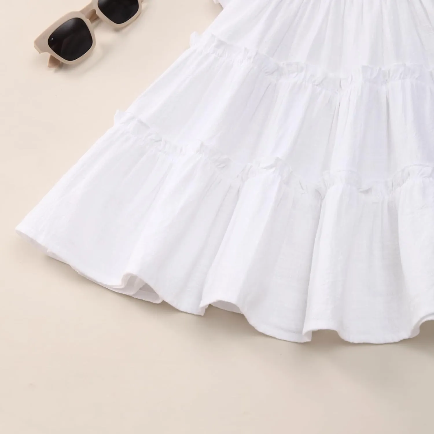 Little Girls Dresses Linen Ruffle Sleeveless Casual Dress Kids Summer Beach Clothes Sundress