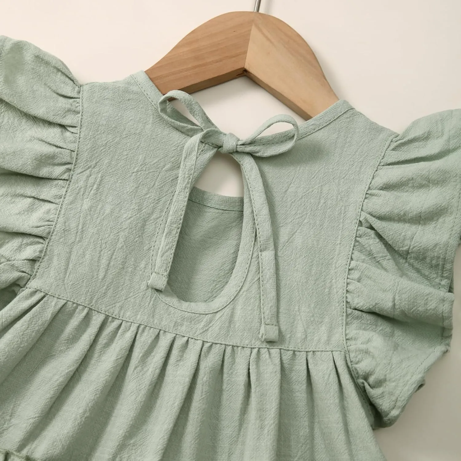 Little Girls Dresses Linen Ruffle Sleeveless Casual Dress Kids Summer Beach Clothes Sundress