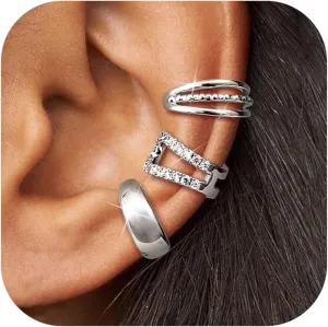 LOYALLOOK Ear Cuff Earrings for Women 14K Gold Plated Ear Cuffs Non Piercing Clip on Cartilage Earring Trendy Fake Earrings Hypoallergenic Huggie Hoop Clip Cuff Earring Lightweight
