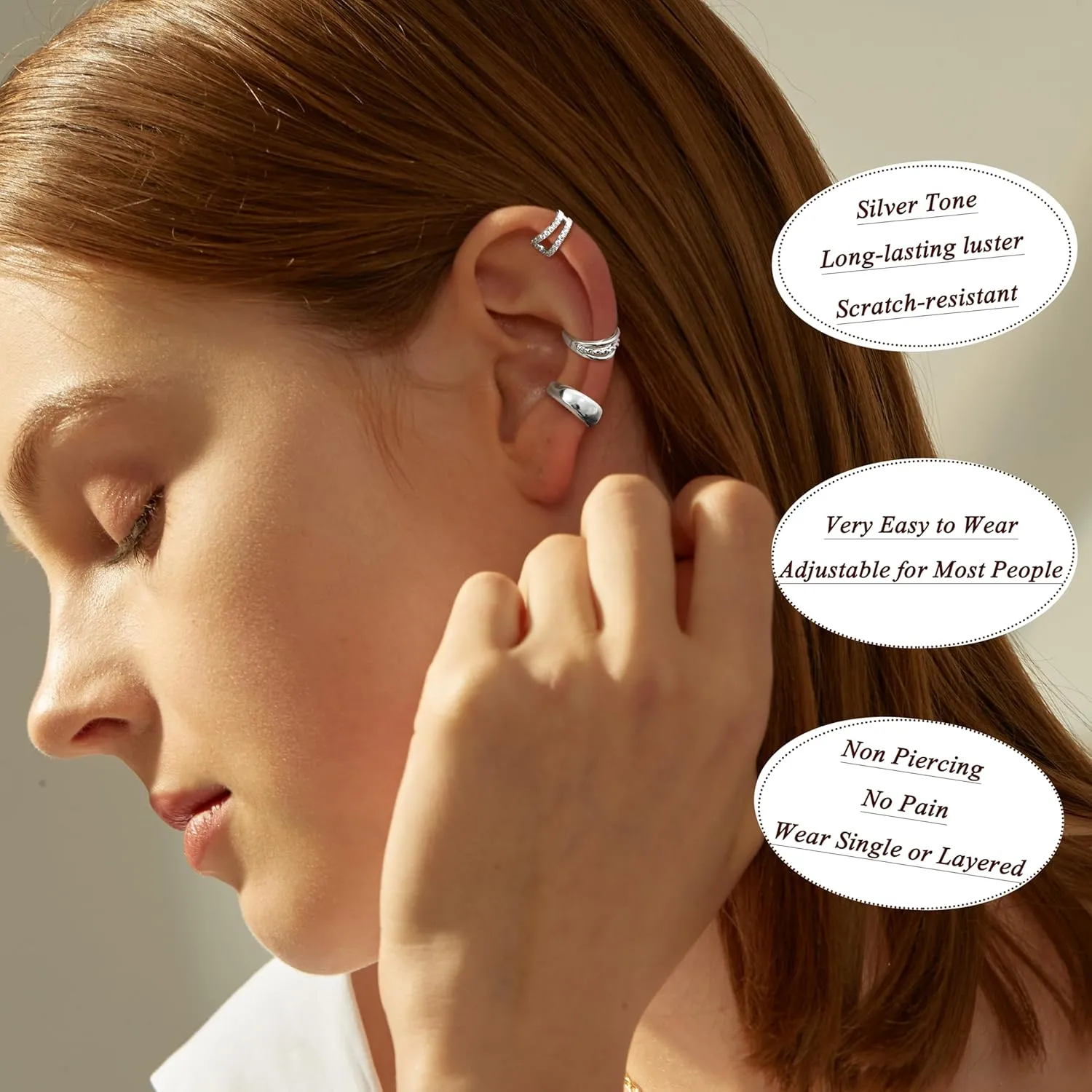 LOYALLOOK Ear Cuff Earrings for Women 14K Gold Plated Ear Cuffs Non Piercing Clip on Cartilage Earring Trendy Fake Earrings Hypoallergenic Huggie Hoop Clip Cuff Earring Lightweight