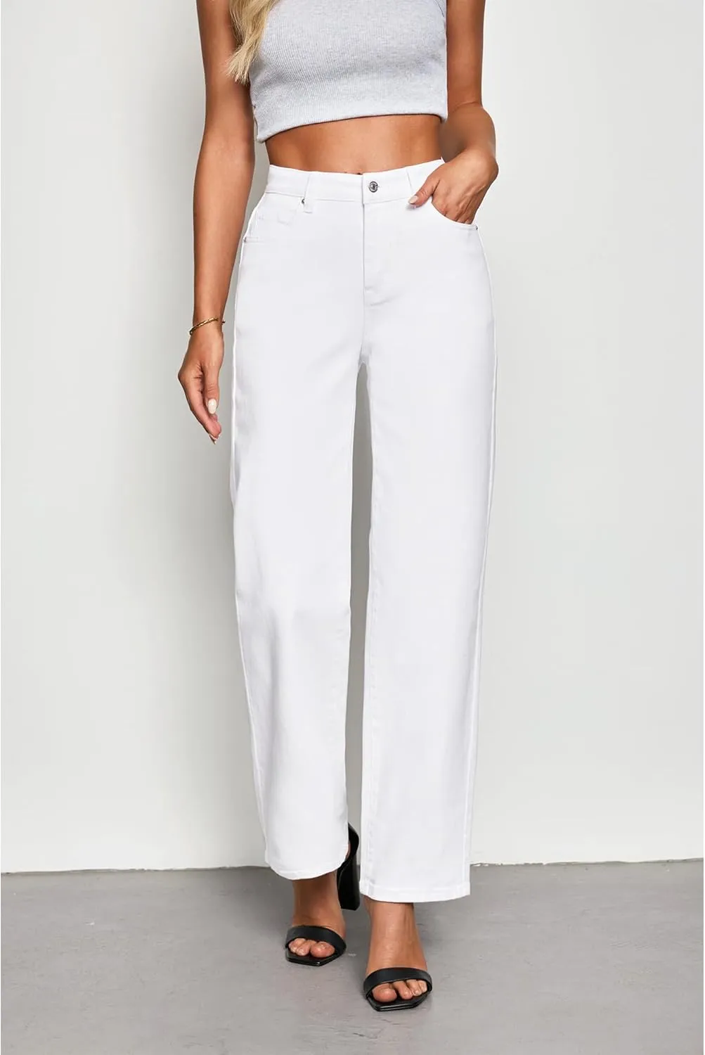 luvamia High Waisted Jeans for Women Trendy Baggy Straight Leg Stretchy Denim Jeans Work Trousers Pants 90s Loose Fit