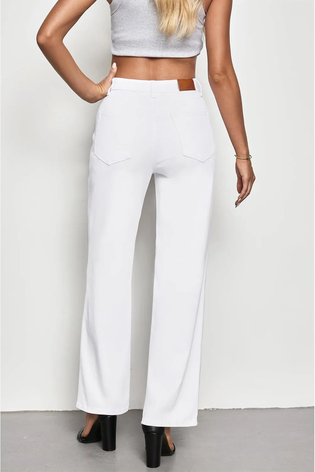 luvamia High Waisted Jeans for Women Trendy Baggy Straight Leg Stretchy Denim Jeans Work Trousers Pants 90s Loose Fit