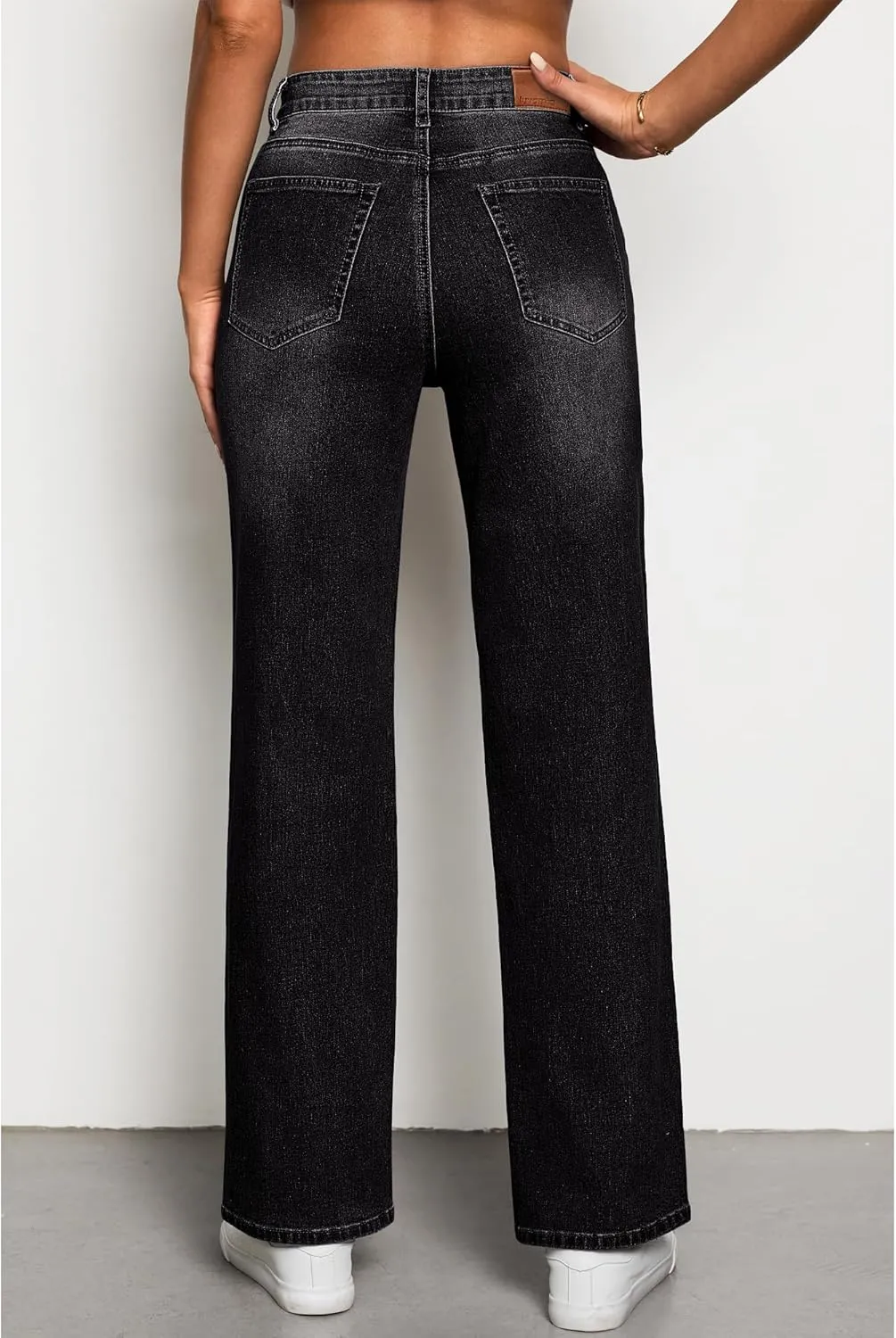 luvamia High Waisted Jeans for Women Trendy Baggy Straight Leg Stretchy Denim Jeans Work Trousers Pants 90s Loose Fit