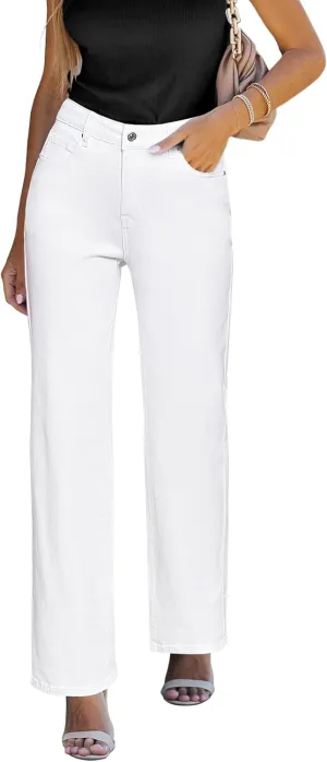luvamia High Waisted Jeans for Women Trendy Baggy Straight Leg Stretchy Denim Jeans Work Trousers Pants 90s Loose Fit