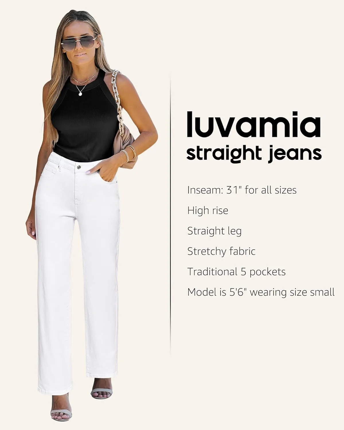 luvamia High Waisted Jeans for Women Trendy Baggy Straight Leg Stretchy Denim Jeans Work Trousers Pants 90s Loose Fit