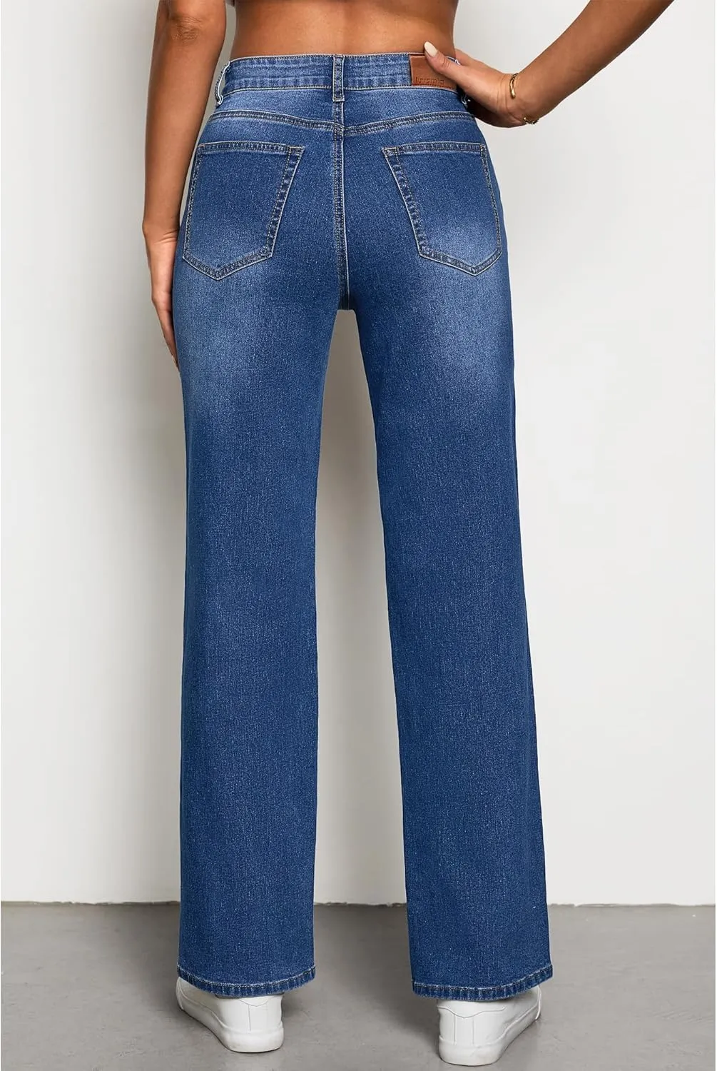 luvamia High Waisted Jeans for Women Trendy Baggy Straight Leg Stretchy Denim Jeans Work Trousers Pants 90s Loose Fit