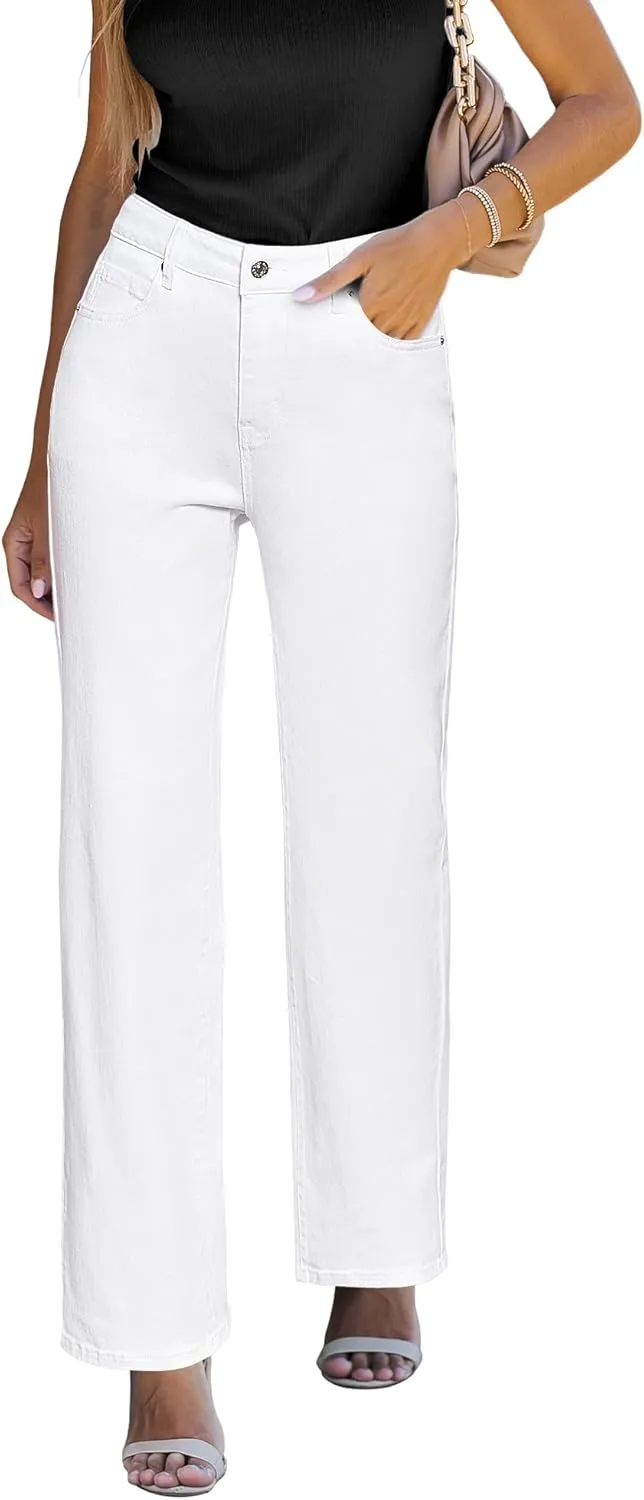 luvamia High Waisted Jeans for Women Trendy Baggy Straight Leg Stretchy Denim Jeans Work Trousers Pants 90s Loose Fit