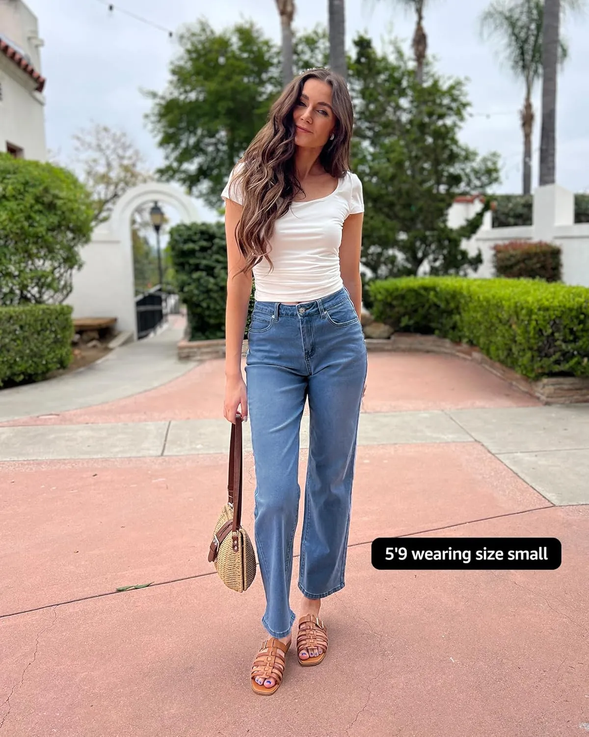 luvamia High Waisted Jeans for Women Trendy Baggy Straight Leg Stretchy Denim Jeans Work Trousers Pants 90s Loose Fit