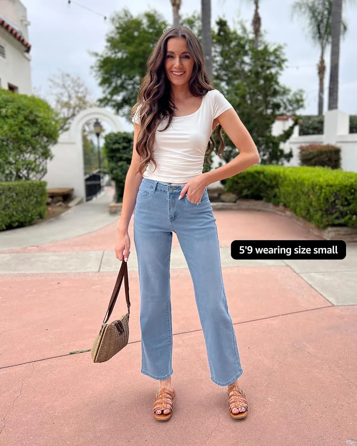 luvamia High Waisted Jeans for Women Trendy Baggy Straight Leg Stretchy Denim Jeans Work Trousers Pants 90s Loose Fit