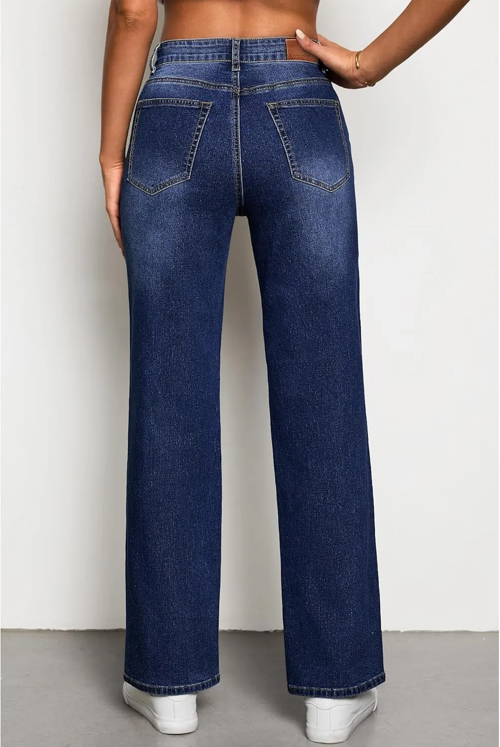 luvamia High Waisted Jeans for Women Trendy Baggy Straight Leg Stretchy Denim Jeans Work Trousers Pants 90s Loose Fit
