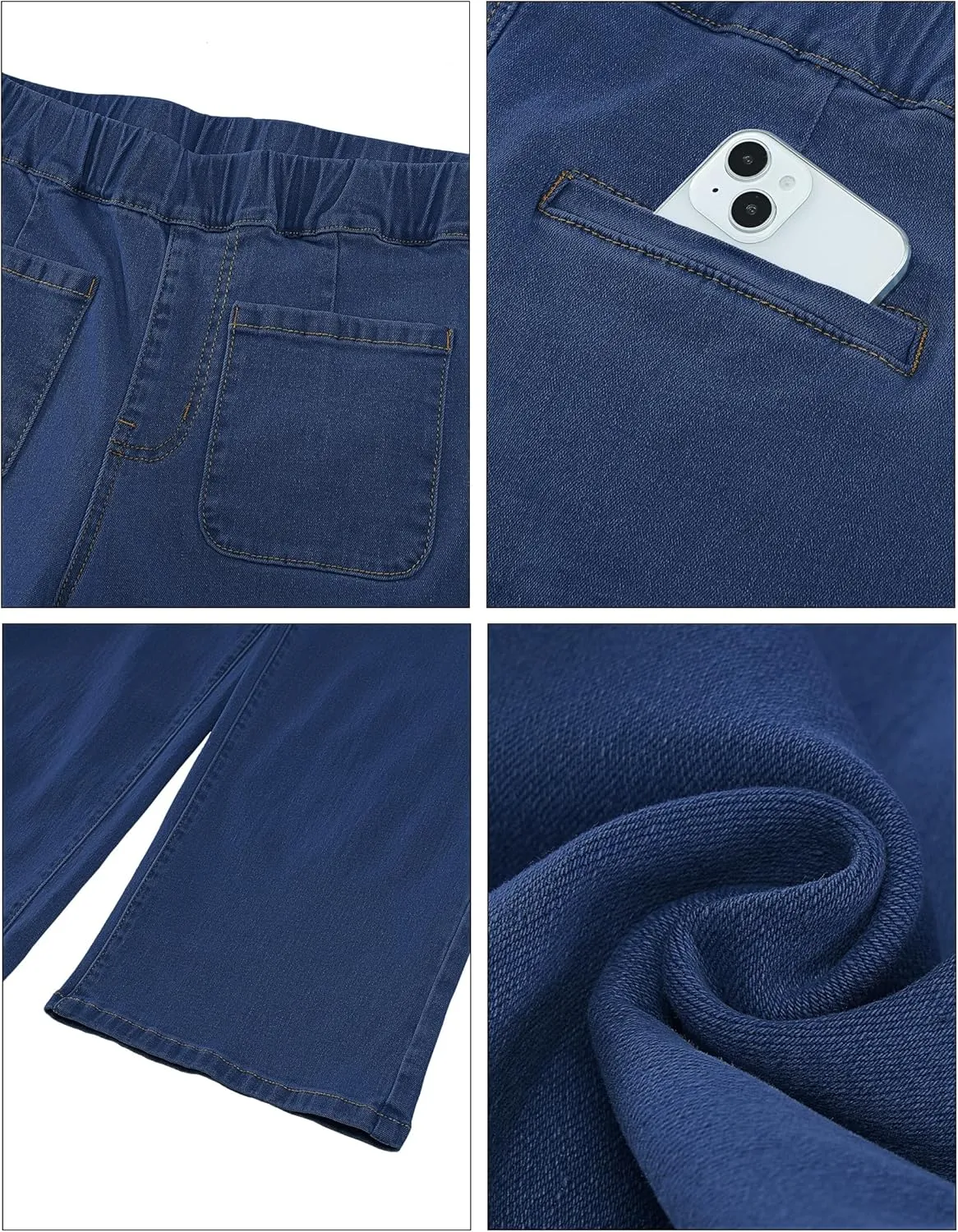 luvamia Wide Leg Jeans for Women Pull On Trendy High Waisted Cropped Jeans Denim Pants Stretchy Baggy with Patch Pockets