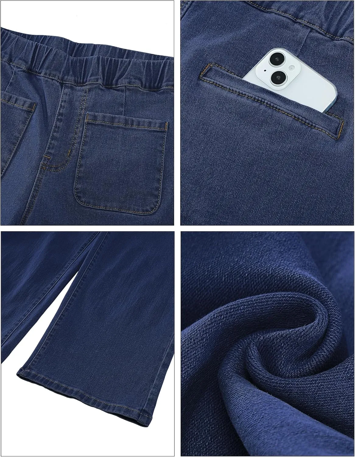 luvamia Wide Leg Jeans for Women Pull On Trendy High Waisted Cropped Jeans Denim Pants Stretchy Baggy with Patch Pockets