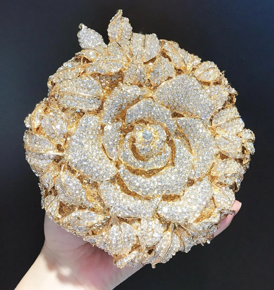 Luxurious Flower Rhinestone Clutch for Women Gorgeous Evening Handbag for Party Wedding Bag Chic Rhinestone Purse