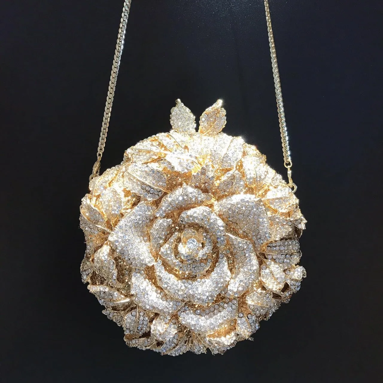 Luxurious Flower Rhinestone Clutch for Women Gorgeous Evening Handbag for Party Wedding Bag Chic Rhinestone Purse