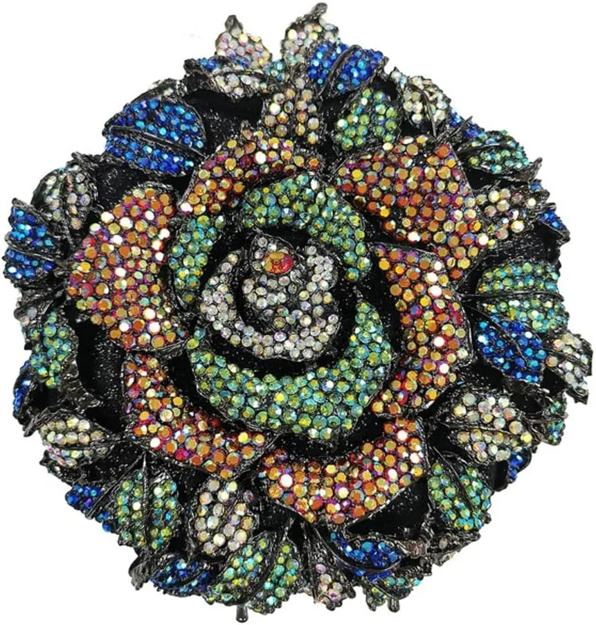 Luxurious Flower Rhinestone Clutch for Women Gorgeous Evening Handbag for Party Wedding Bag Chic Rhinestone Purse