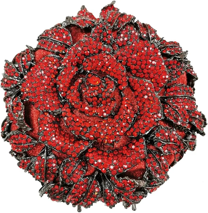 Luxurious Flower Rhinestone Clutch for Women Gorgeous Evening Handbag for Party Wedding Bag Chic Rhinestone Purse