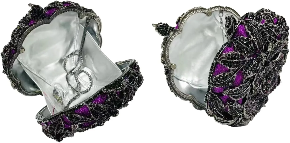 Luxurious Flower Rhinestone Clutch for Women Gorgeous Evening Handbag for Party Wedding Bag Chic Rhinestone Purse