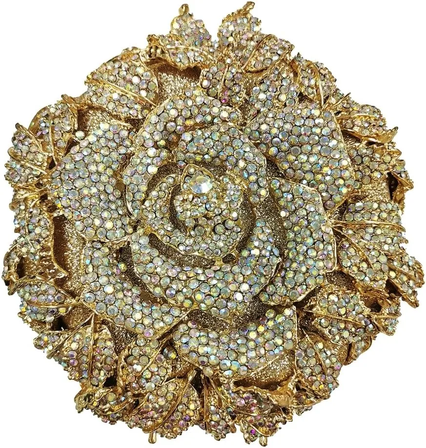 Luxurious Flower Rhinestone Clutch for Women Gorgeous Evening Handbag for Party Wedding Bag Chic Rhinestone Purse