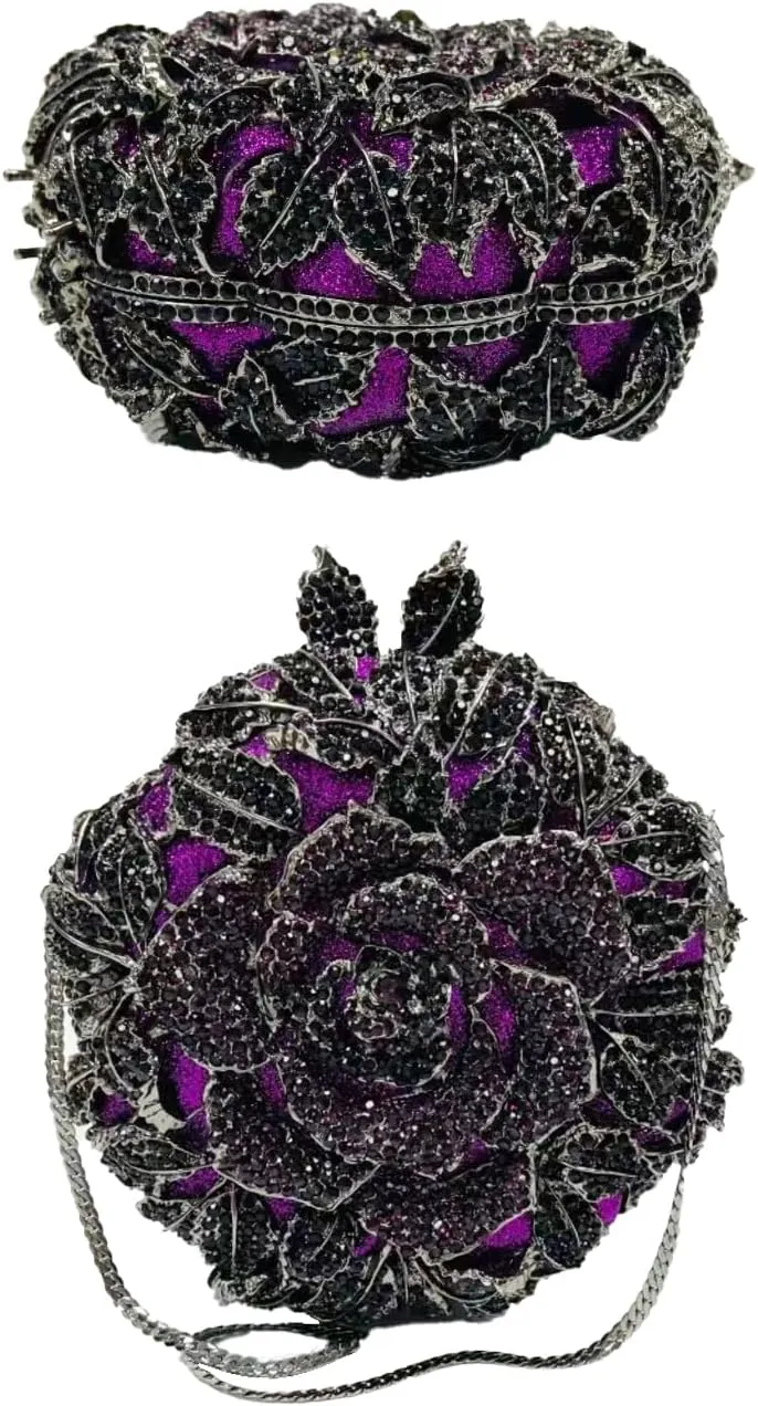 Luxurious Flower Rhinestone Clutch for Women Gorgeous Evening Handbag for Party Wedding Bag Chic Rhinestone Purse