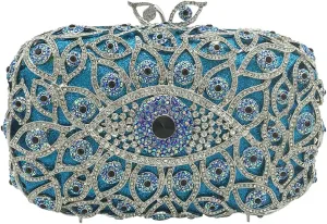 Luxurious Rhinestone Evil Eye Clutch Purse for Women Sparkling Gemstone Evening Bag Wedding Party Handbag