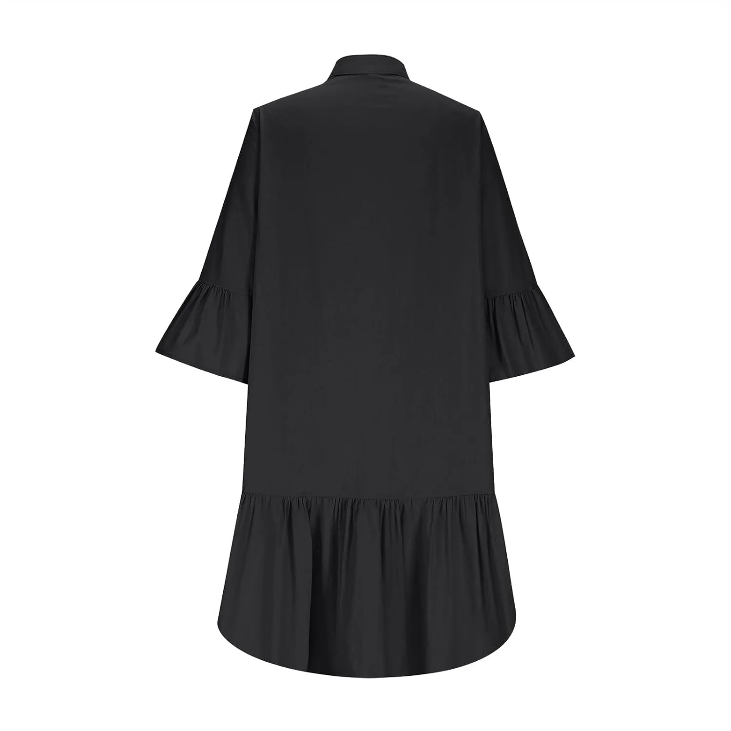 maisdgop Shirt Dresses for Women Casual V Neck 3/4 Sleeve Button Sundress Lightweight Cozy Cotton Linen Ruffle Mini Dress