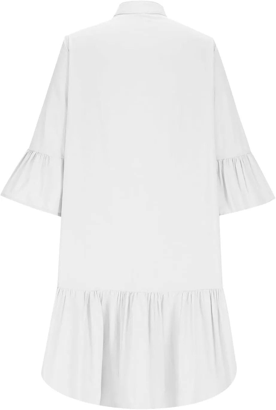 maisdgop Shirt Dresses for Women Casual V Neck 3/4 Sleeve Button Sundress Lightweight Cozy Cotton Linen Ruffle Mini Dress