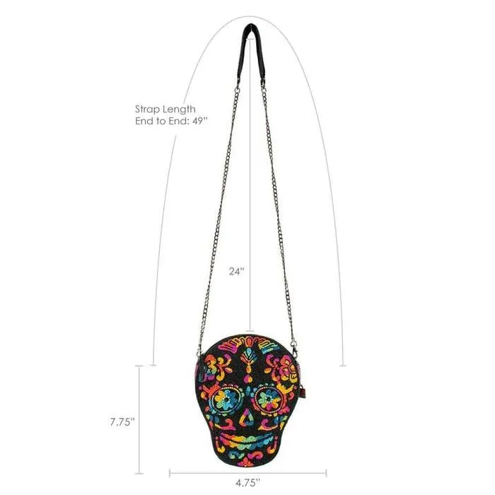 Mary Frances Out Of My Mind Beaded Crossbody Rainbow Skull Handbag