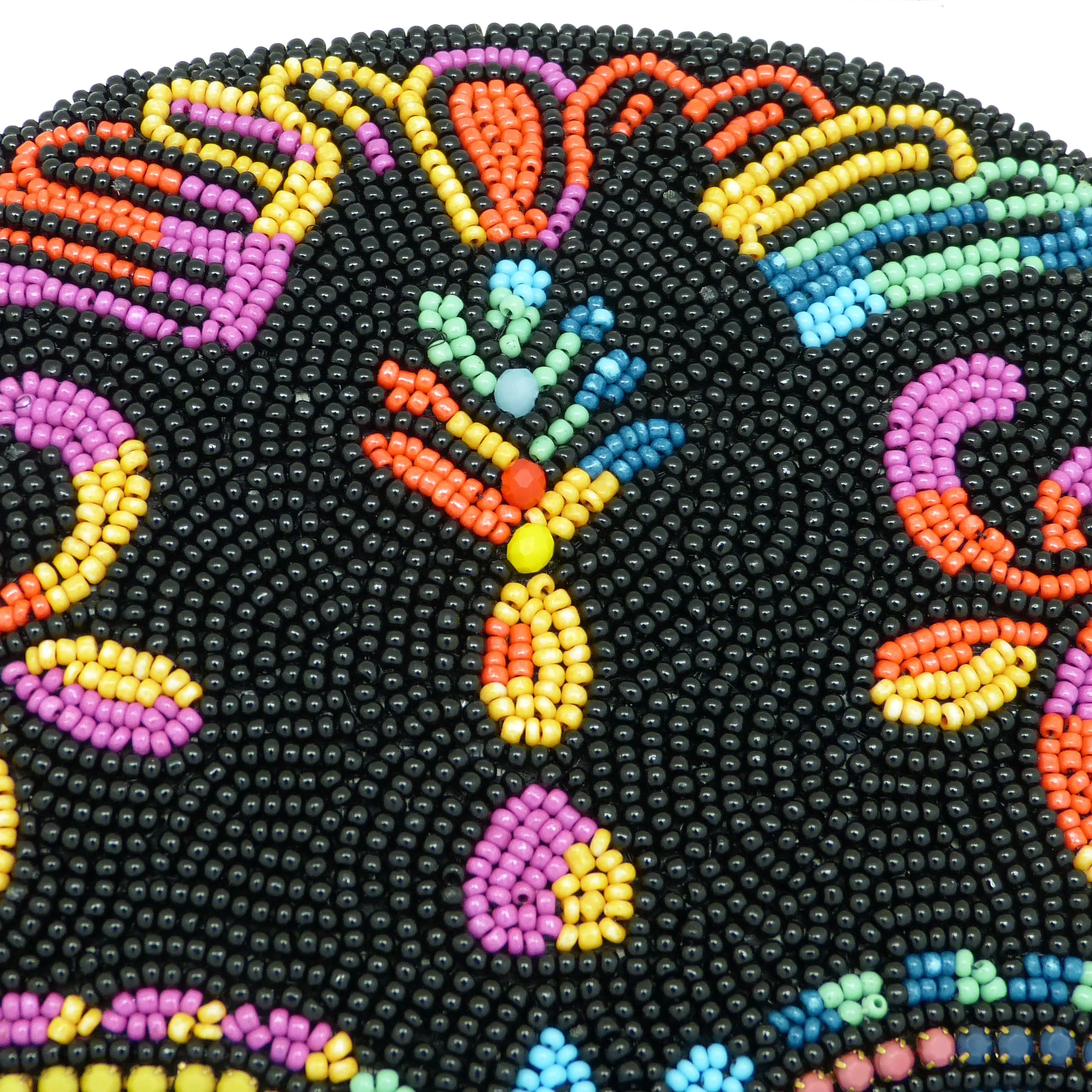 Mary Frances Out Of My Mind Beaded Crossbody Rainbow Skull Handbag