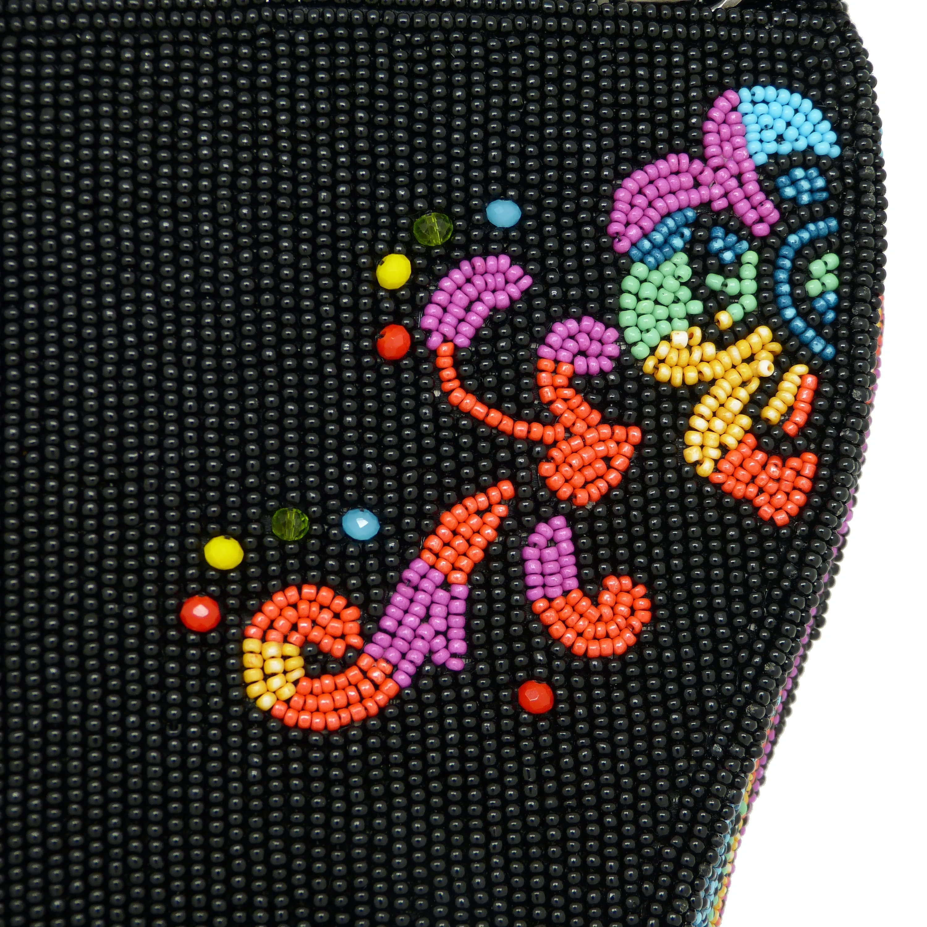 Mary Frances Out Of My Mind Beaded Crossbody Rainbow Skull Handbag